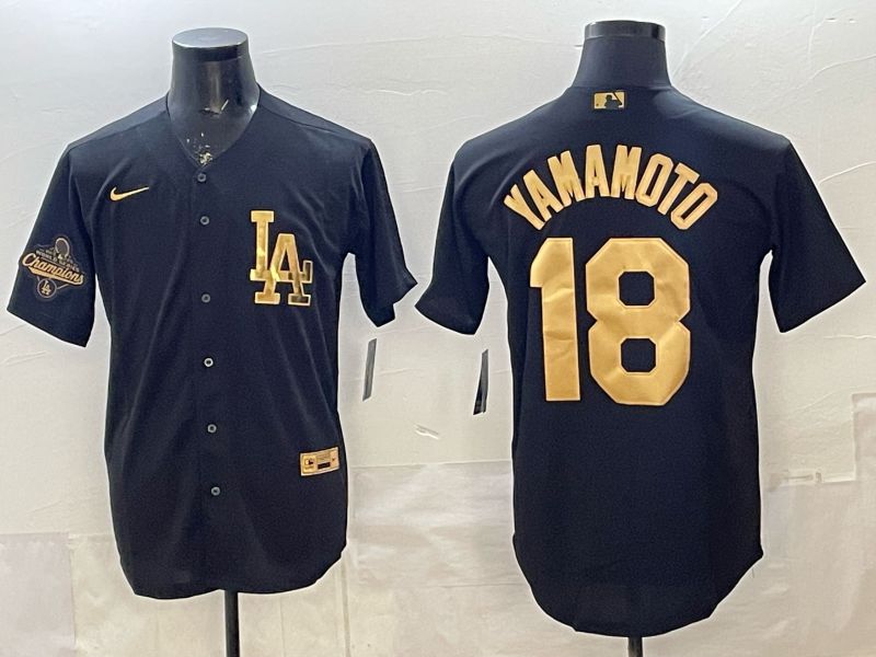 Men Los Angeles Dodgers #18 Yamamoto Black Gold 2026 Nike Game MLB Jersey 003->los angeles dodgers->MLB Jersey